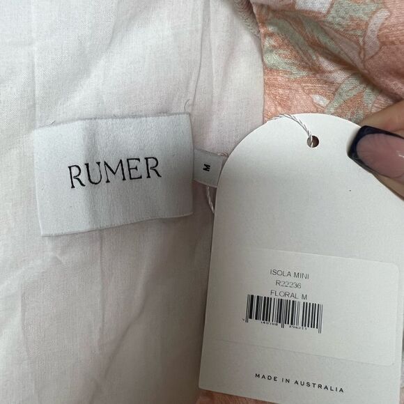 Rumer The Label x Revolve Pink/Cream Isola Floral Resortwear Mini Dress Medium - Picture 10 of 12